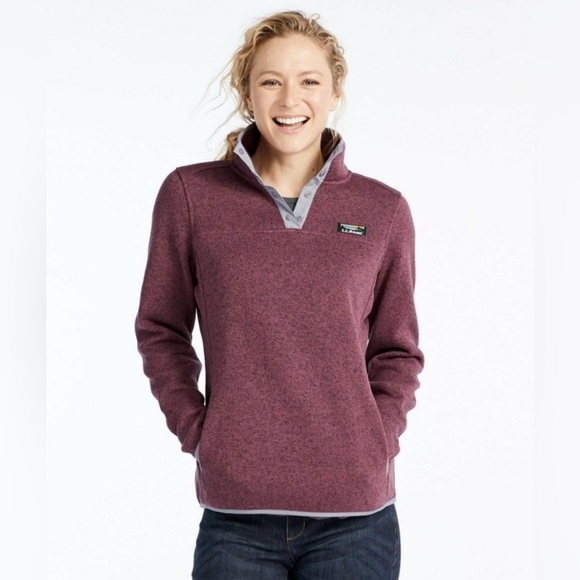 LL Bean Women's Raisin Brown Pullover Quarter Snap Sweater Fleece Size XS EUC - Picture 7 of 7
